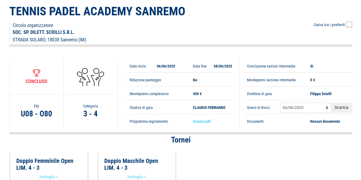 Torneo FITP limitato terza